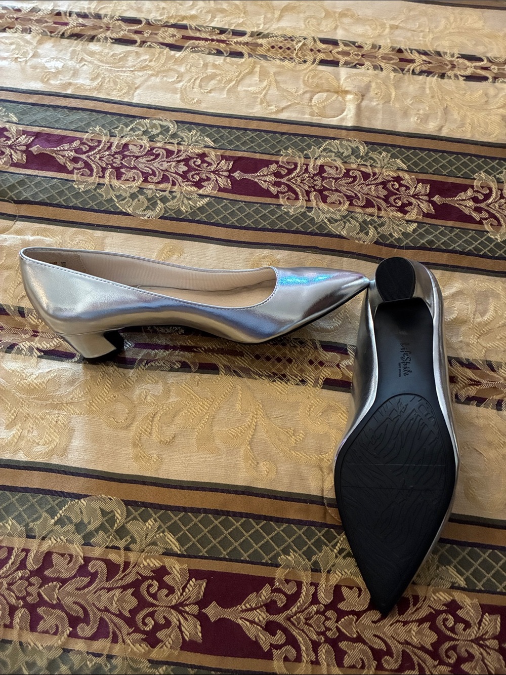 LifeStride Metallic Silver Low Heel Pumps